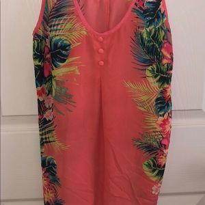 Polyester peach/coral floral blouse